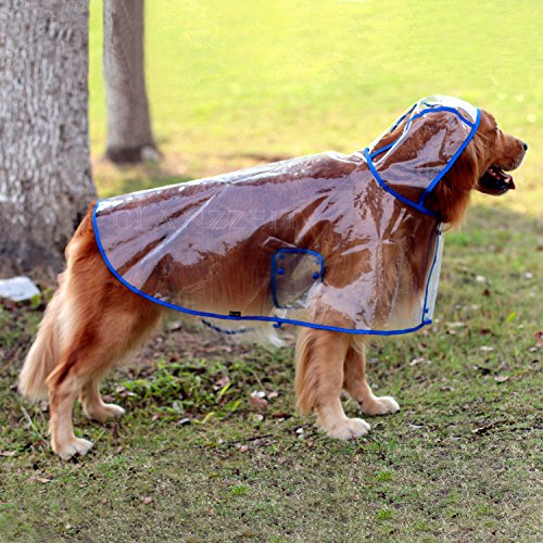 Glanzzeit Dog See-Through Raincoat Cool Rain Jackets Adjustable Poncho For Medium Large Dogs 2Xl To 6Xl (6Xl, Blue) #TOP6