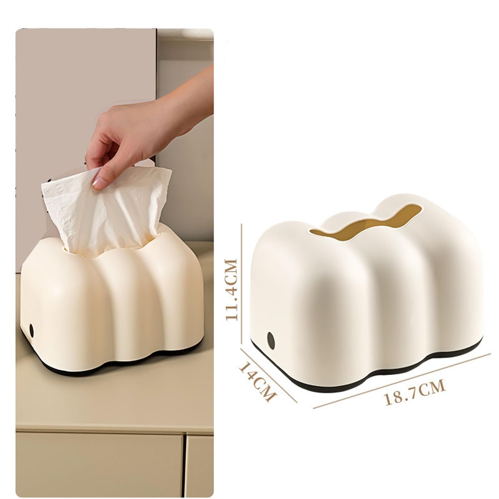 Gsycle Tissue Box, Cloud Shape Tissue Holder Wall Mounted Tissue Dispenser Plastic Napkin Holder for Countertop Living Room Bedroom