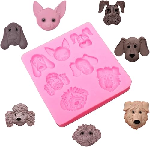 Miniatura 5 de Lindos moldes de fondant para cachorros pequeños, 3 piezas, molde de silicona con cara de hueso de casa, moldes de valla de piquete de jardín para