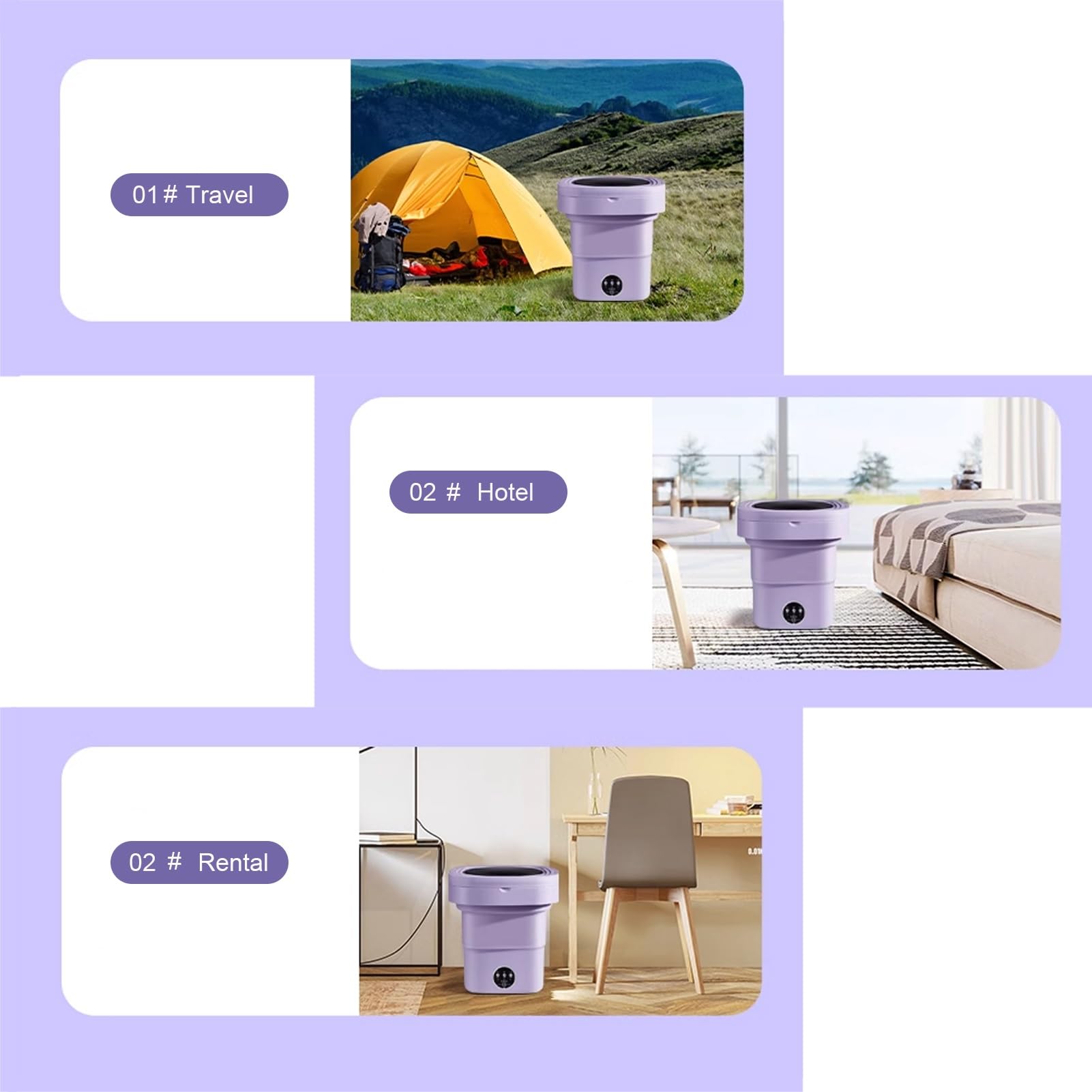 Lavatrice portatile da 15 litri, mini lavatrice, lavatrice pieghevole, lavatrice intelligente 2 in 1 con luce blu, per vestiti per bambini, biancheria intima, campeggio, camper (rosa)