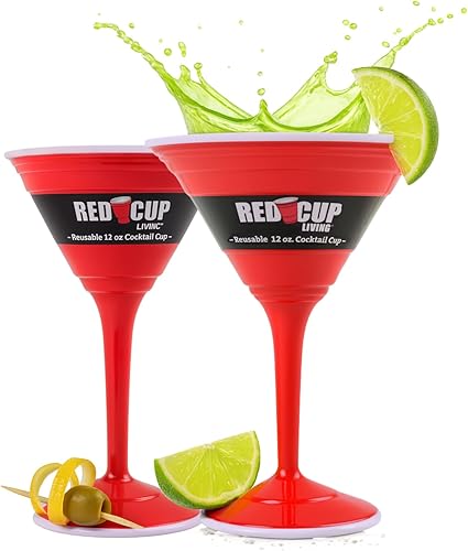 Vista 10 de Red Cup Living Vaso de cóctel reutilizable, 12 onzas, rojo Taza de cóctel de 12 oz - Rojo