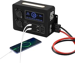 Mini Power Box, Tragbares Powerstation mit LED-Leuchten, LED-Leuchten, USB-C- und QC3.0-Anschlüssen, Multifunktionale Tragbare Stromverteilerbox für RVs Yachten