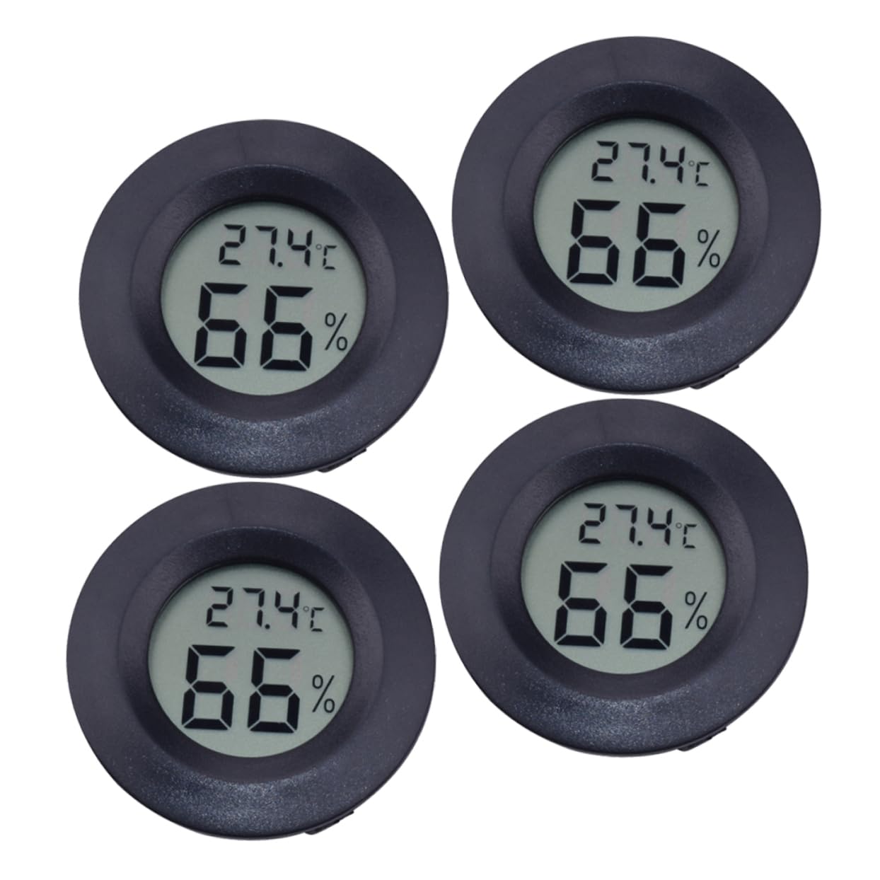 Sosoport 12pezzi Igrometro Digitale Rotondo per Rettili Termometro Elettronico Acrilico Misuratore di umidità e Temperatura per Casa e Negozio di Animali Nero