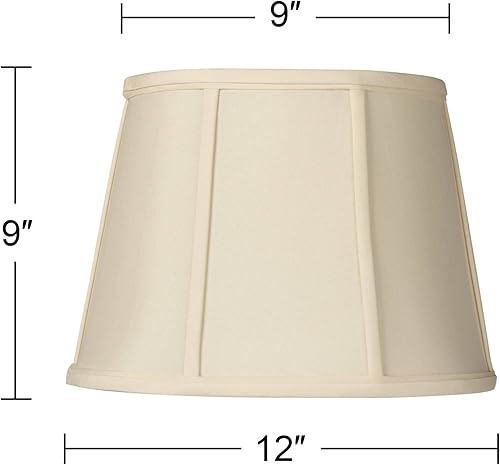 Miniatura 6 de Juego de 2 pantallas ovaladas de lámpara pellizcadas color crema, pequeñas de 9 pulgadas de ancho x 6.5 pulgadas de profundidad en la parte superior