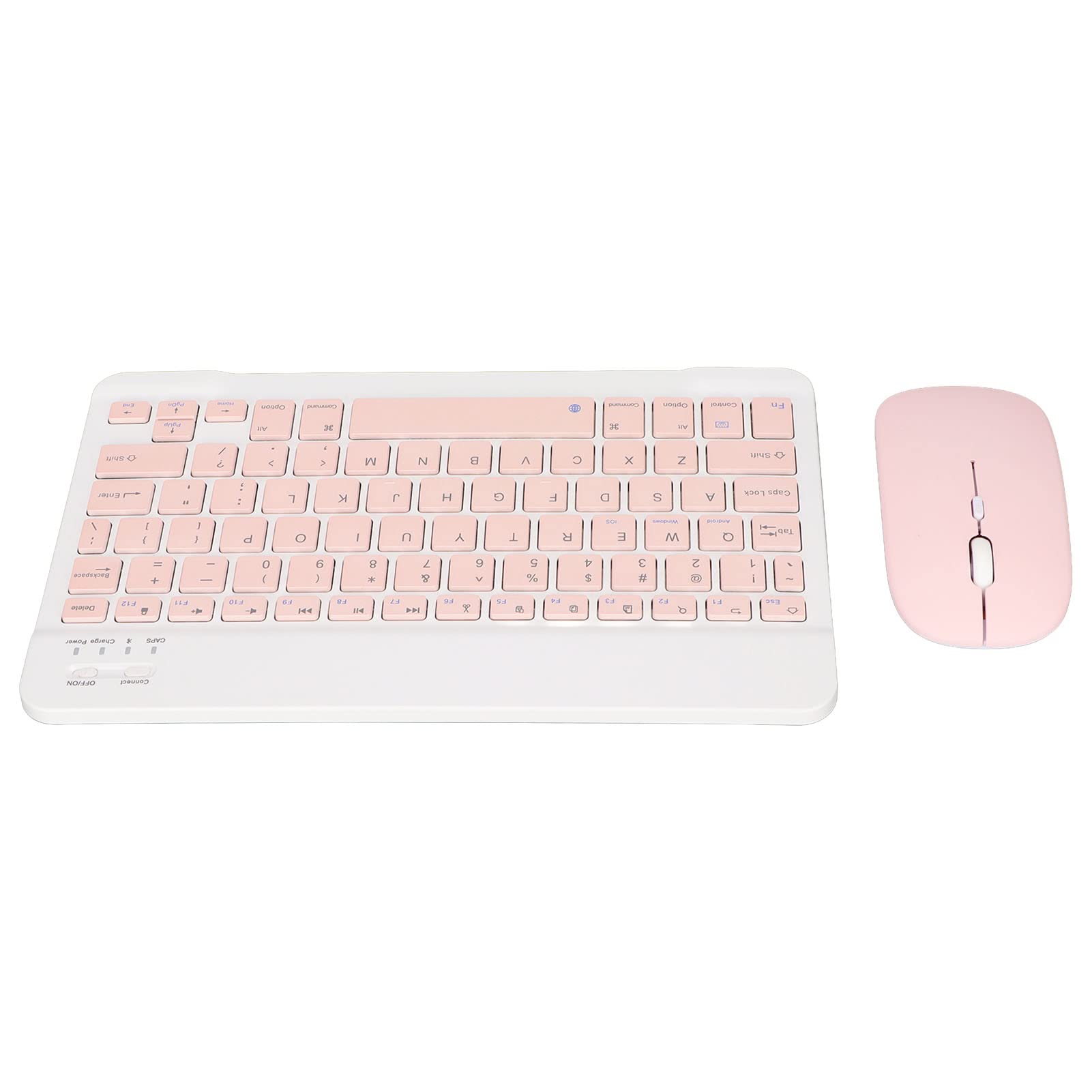 Teclado Y Ratón Inalámbricos, Juego de Teclado Bluetooth de 10 Pulgadas con Carga USB, Teclado Inalámbrico Ultrafino Y Silencioso con Ratón de 1600 dpi para PC, Portátil(Rosa)