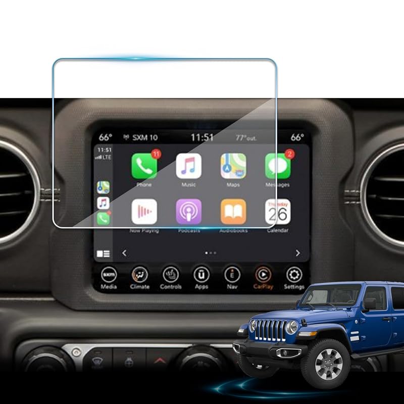 Película Protetora de Vidro Temperado 9H para Tela Multimídia de 8" Jeep Wrangler 2018–2023 VEIROOM