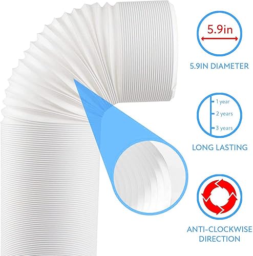 Miniatura 3 de AOPANDA - Manguera de aire acondicionado, manguera de escape portátil de aire acondicionado, 5.9 pulgadas de diámetro, con longitud de rosca