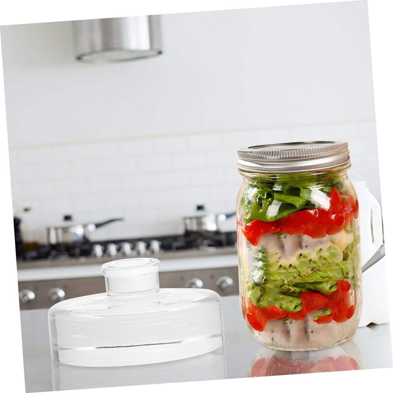 TIDTALEO Wide Mouth Glass Fermenting Weights with Handle Design, 2pcs Mason Jar Pickle Lid Weights for Home Canning and Food Fermentation