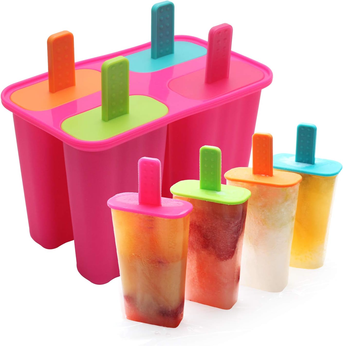 Ice Cream Moulds, DEHUB Ice Lolly Mould FDA Certified Food Grade Silicone Ice Pop Maker, BPA Free Popsicle Molds Set with Sticks and Drip Guards (Rose Red, 1 Pack)