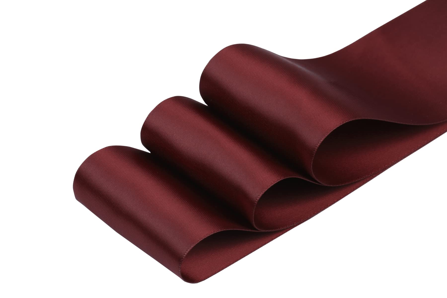 Fondersy 63mm X 22M Double Faced Satin Ribbon Burgundy Polyester Ribbon for Gift Wrapping Wedding Decoration Floral Arrangement Crafts - Image 2