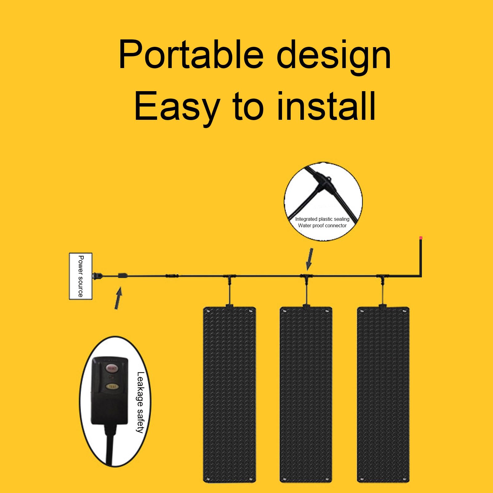 Asixxsix Heated Snow Melting Mat 10ft x 13in, No Slip Walkway Driveway Heat Pad, Achieve Ice Melt Without Shoveling, Waterproof Rubber Material for Snow Melting