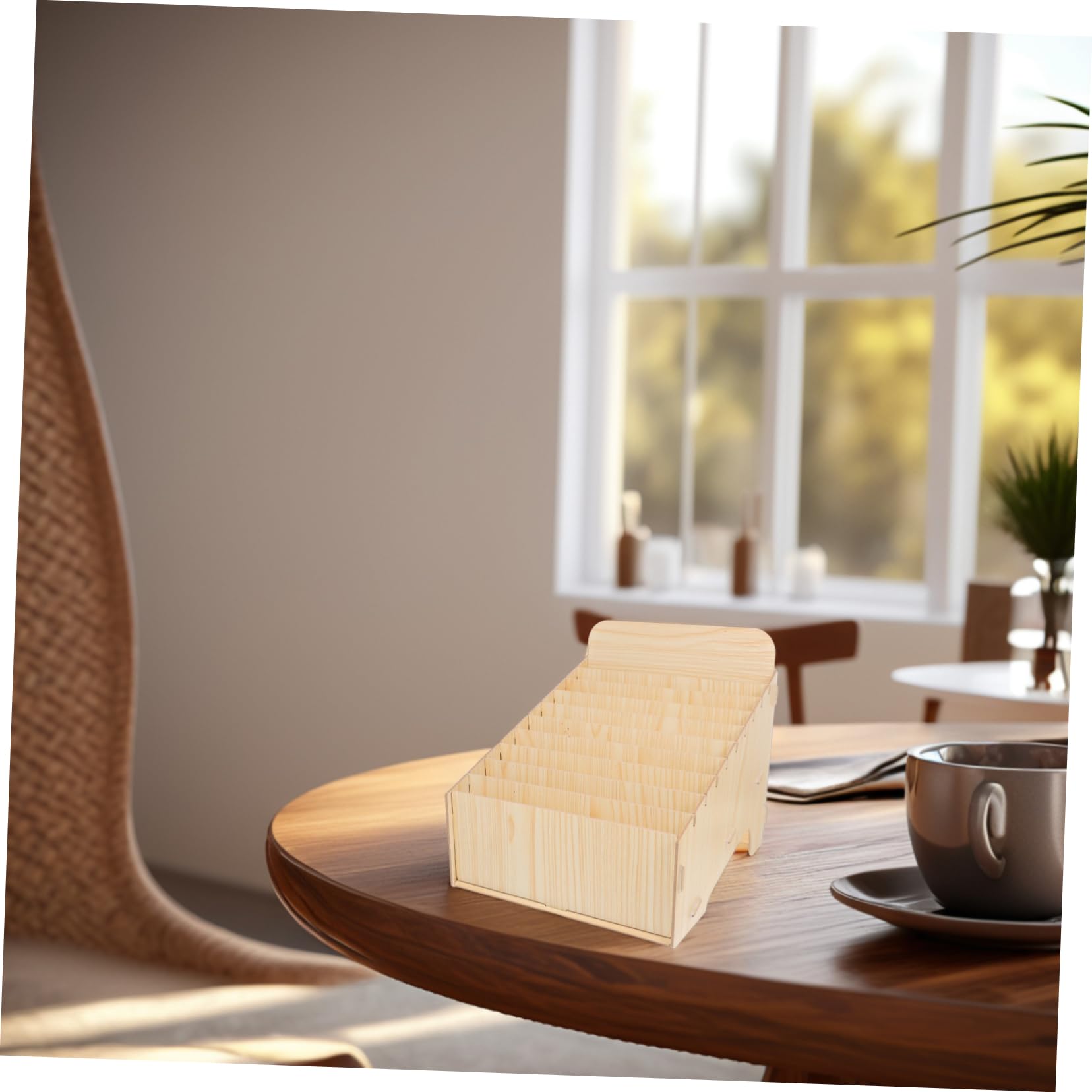 Scatola Organizzatrice Fatture in Legno Beige Multi Scomparto