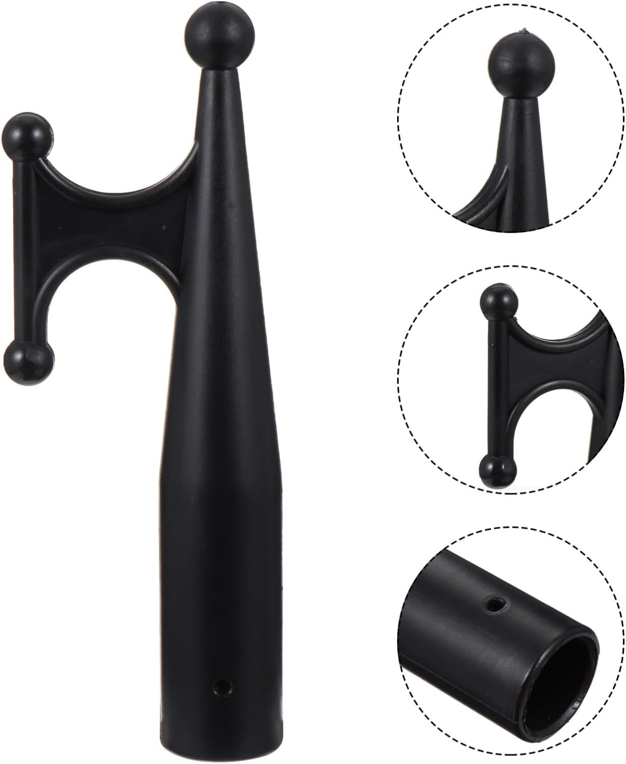 Kichvoe Boat Hook Replacement Attachment Nylon Floating Hook Head for 28mm Extension Pole, Sturdy Black Marine Boathook End for Docking and Mooring