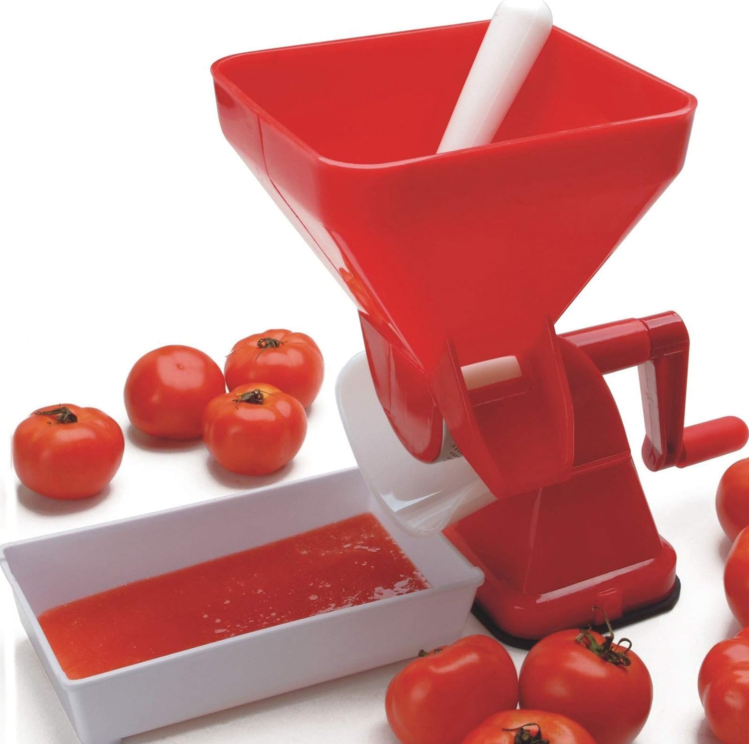 Tomato Strainer for canning, Press Manual Juicer Sauce Maker, food mill for tomato sauce, Red