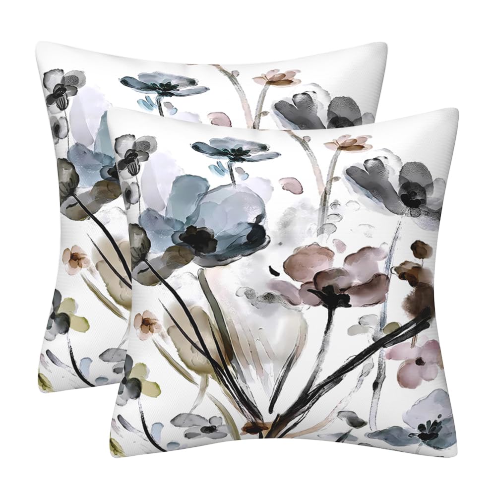 Kissenbezug 40x40 2er Set Kissenbezüge Kunst Aquarell Blume Deko Kissen Samt Sofakissen Modern Abstrakte Kissenhülle Dekokissen Aesthetic Couchkissen für Sofa Couch Wohnzimmer Zierkissen