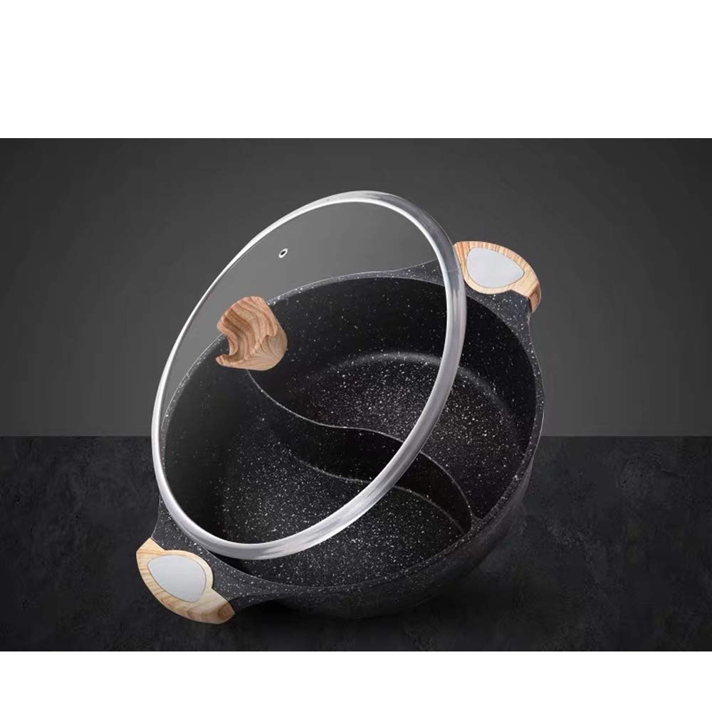 Maifan Stone Faitout en granit anti-adhésif 2,3 kg Grande capacité avec deux grilles Couvercle transparent Compatible avec différentes cuisinières