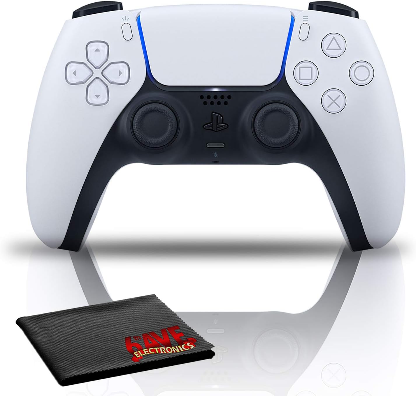 PlayStation 5 DualSense Wireless Controller (White) Bundle with 6Ave Microfiber Cleaning Cloth