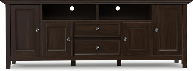 SIMPLIHOME Amherst 72" Wide Solid Wood TV Stand in Brunette Brown image 5