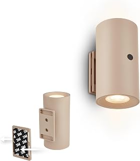 BRILONER Sticklights - LED Wandleuchte ohne Stromanschluss und ohne Bohren mit Akku, Touch, dimmbar, warmweißes Licht, Wandlampe zum Kleben, Leselampe, Wohnzimmerlampe, Flurlampe, 6,1x12 cm, Beige