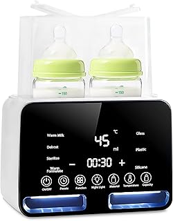 11-in-1 Flaschenwärmer Baby – Babyflaschen Wärmer & Milchwärmer mit Dampf-Sterilisator, Auftauen, Timer, Echtzeit-Temperaturanzeige & Warmhaltefunktion, Muttermilch Erwärmer mit Touchscreen