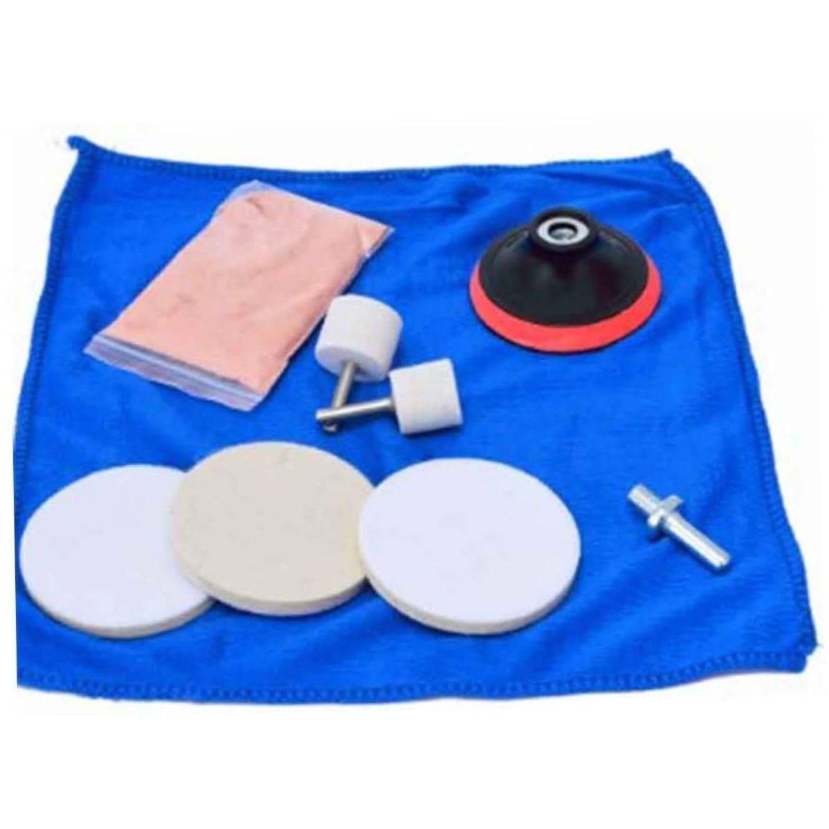 Car Glass Polishing Kit Scratch Remover Watch Car Pad Cerium Oxide Powder Glass Polishing Set Tool 9 Pcs Sandpaper
