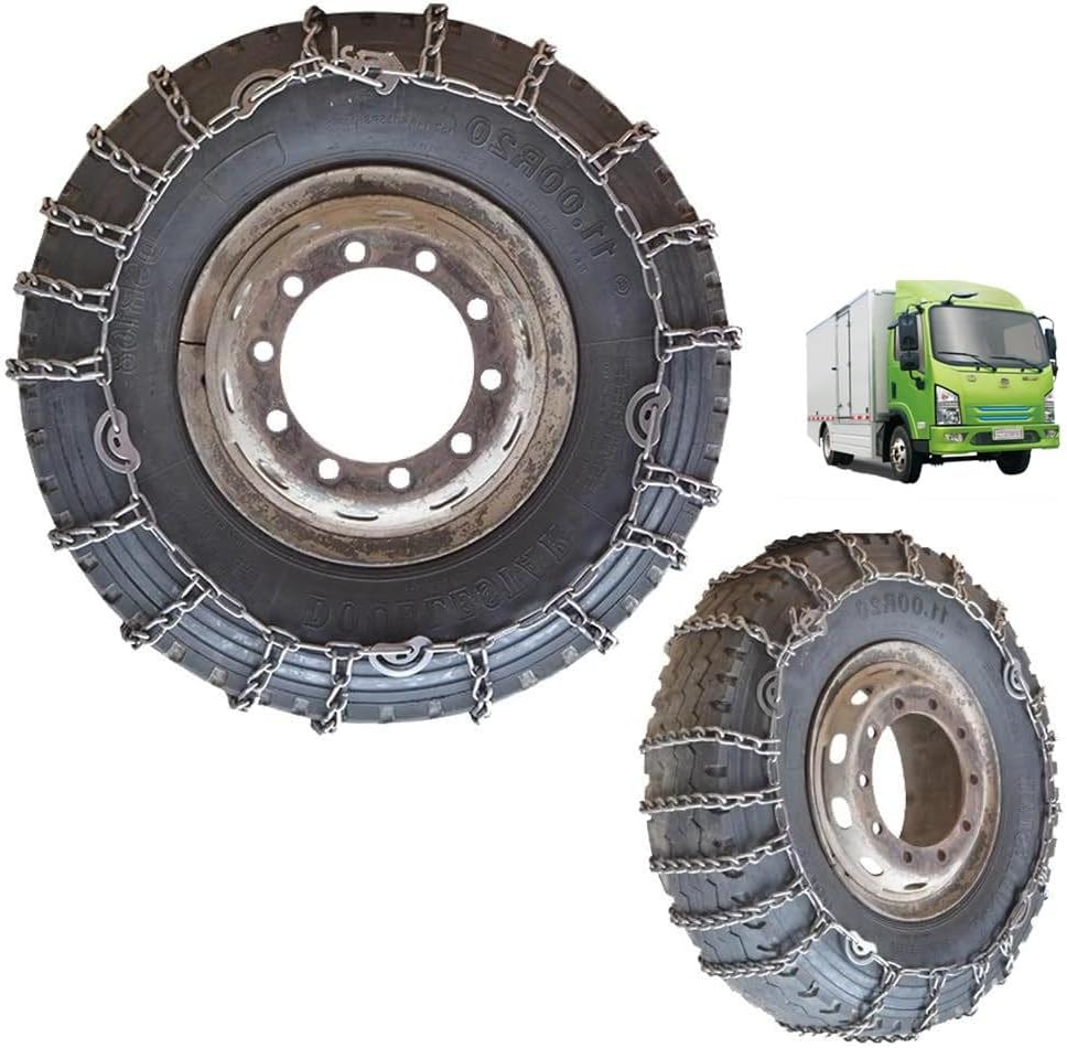 YAGOLD 9mm Set of 2 Snow Tire Chains for Car SUV Pickup Trucks Van Trucks ATV Semi Trucks Light Truck Heavy Goods Vehicles in Snow, Ice, Sand and Mud 9.00-20 9mm 225/75R17.5