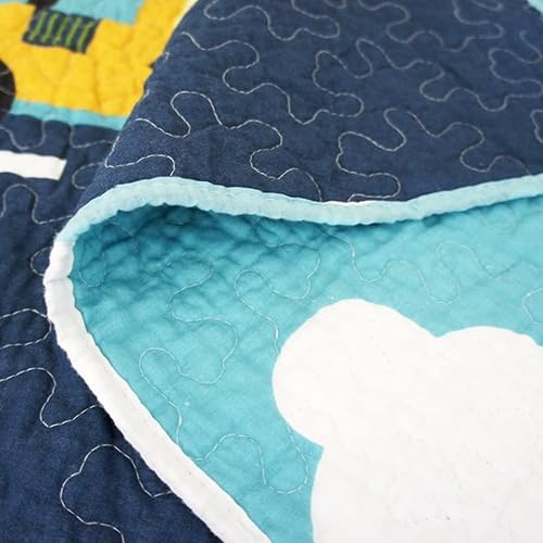 Miniatura 6 de ABREEZE Colcha infantil 100% algodón, diseño de tren, colcha de camión, manta para bebés y niños, 43 x 51 pulgadas, 1 unidad