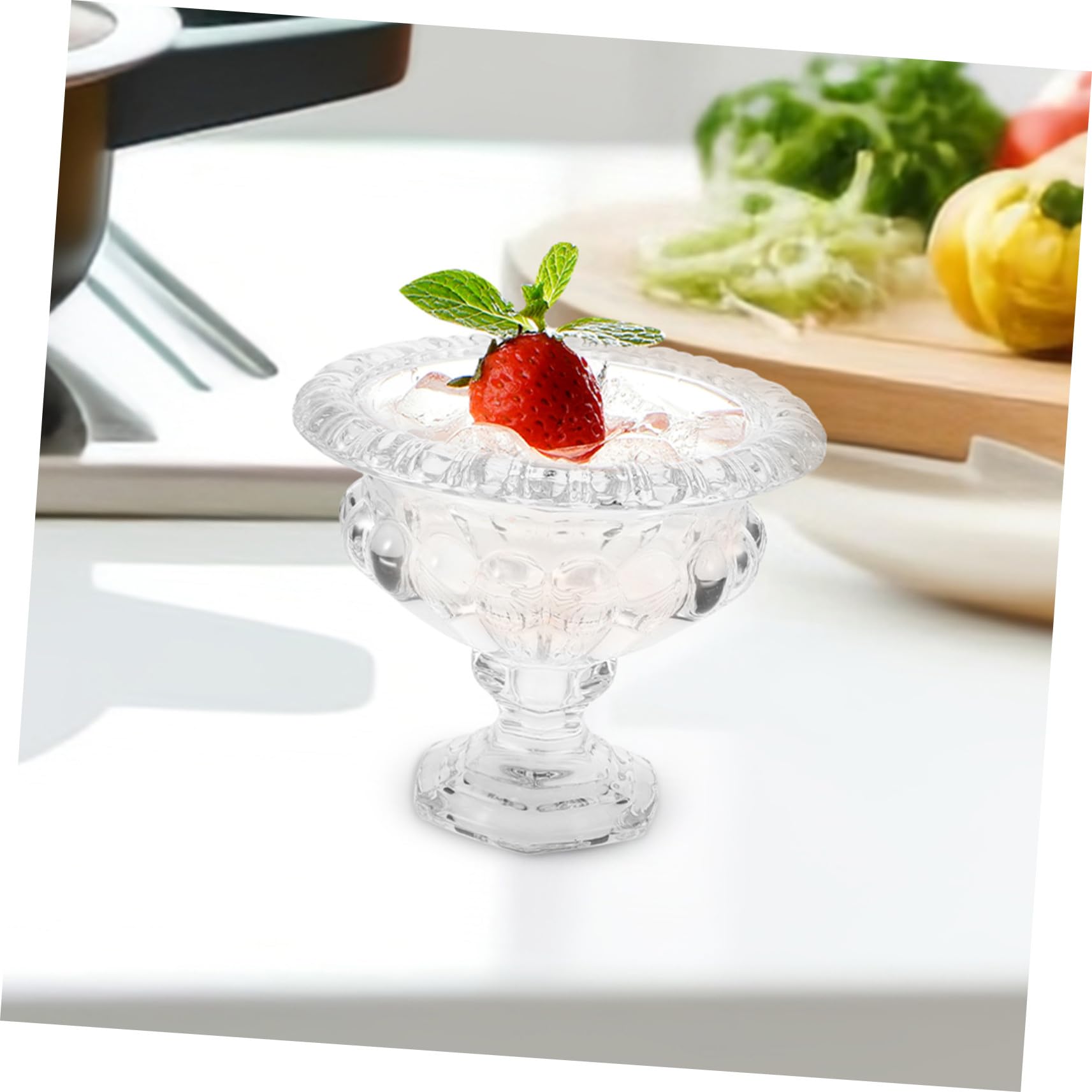 Lurrose Coppe Gelato in Vetro Stile Europeo Base, per Dessert | Atmosfera Estiva, Glass Fruit Bowls, Glass Ice Cream Bowls, Parfait Cups