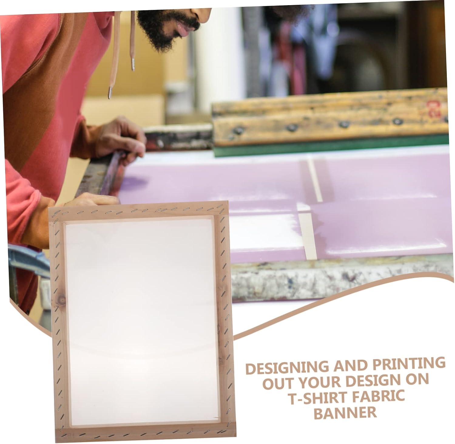 Silk Screen Printing Frame for DIY Fabric Patterns, Wood, 25x35