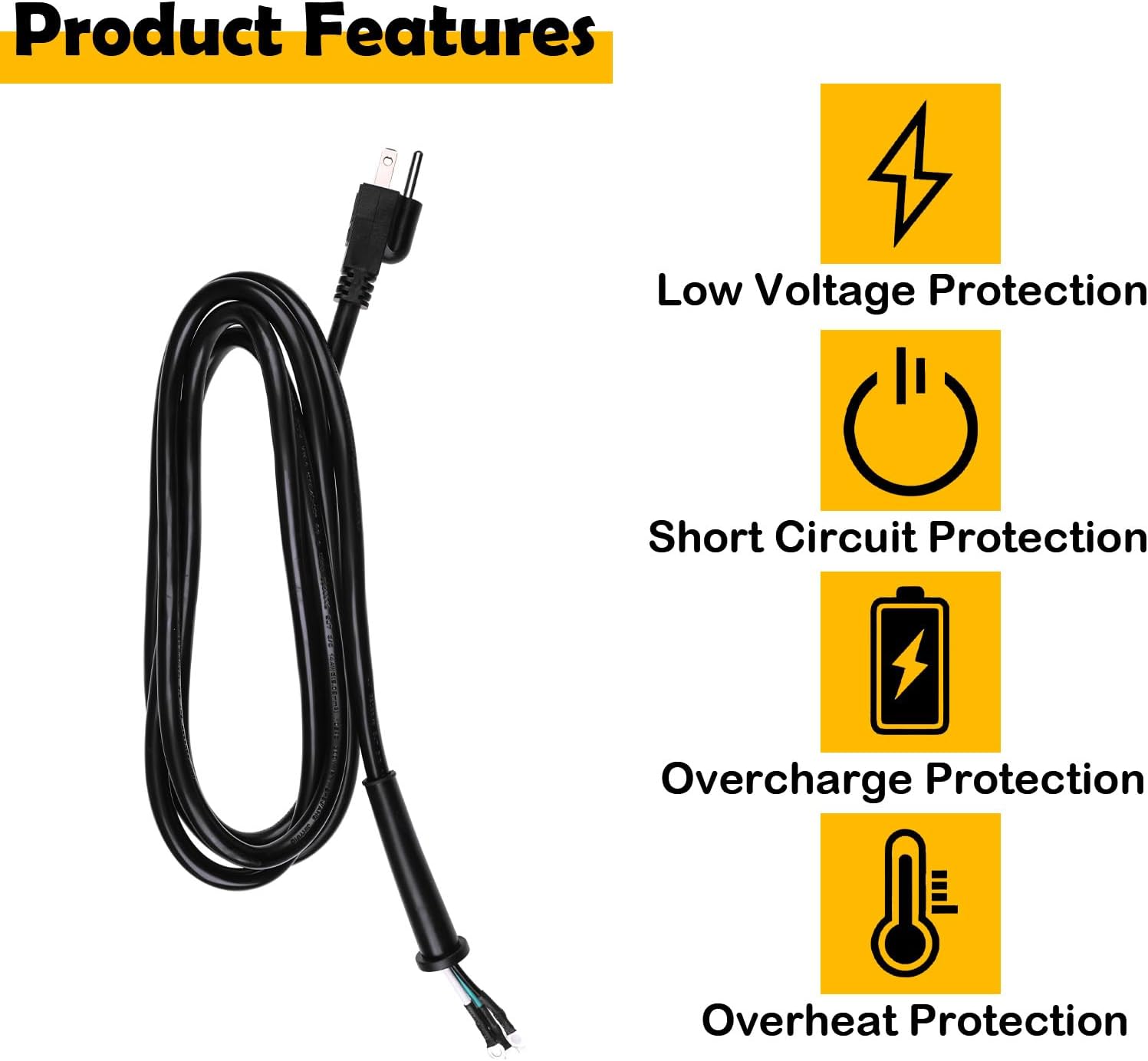 95104L Heavy Gauge Power Cord Compatible with SKILSAW SPT77W, SPT77WM, SPT77WML, SPT78W, SPT70WM, SPT70V, Makita 565056-5, Dewalt DWS535B - Circular Saw Power Tool Cord Assembly