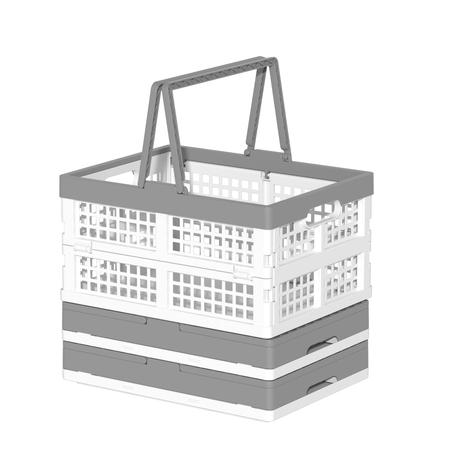 Cesta de la compra plegable, cestas de plástico reutilizables para la compra de comestibles, pequeñas cajas de almacenamiento plegables con asas, 2 unidades