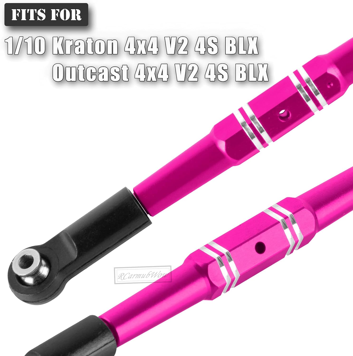 RC Turnbuckles Tie Rods Linkage Set Upgrades Part for 1/10 Kraton 4x4 4S V2,Outcast 4x4 4S V2,Alloy Aluminium Turnbuckles Camber Links Steering Linkage Rod,Pink