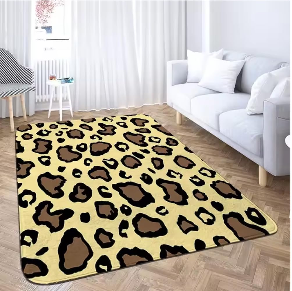 Tapis de sol léopard grand format 80x150cm antidérapant de chambre