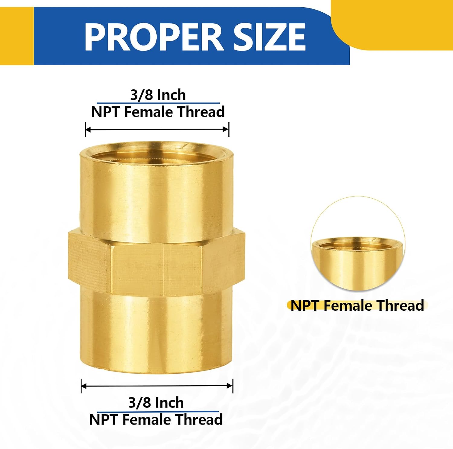 20-PACK GUOFIS Brass Pipe Fittings Coupling,3/8" NPT Female to 3/8" NPT Female, For Link Between Two Pipe or Fittings