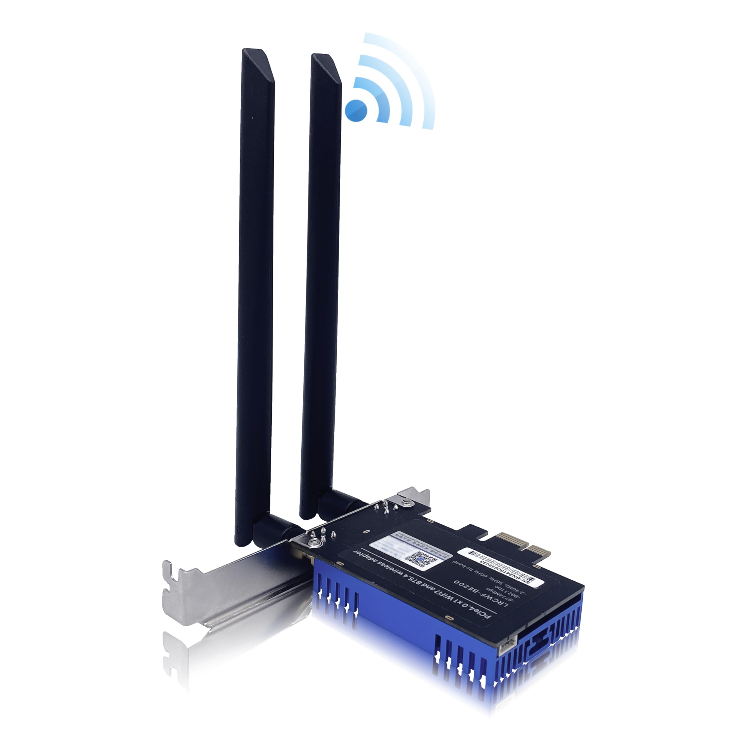 Elfcam Karta WiFi 7 PCIe 4.0, bezprzewodowa 8774 Mb/s, adapter Intel BE200, do komputerów Intel Procesor z systemem Windows 10/11 Linux, kompatybilny z Freebox Ultra i Orange Livebox