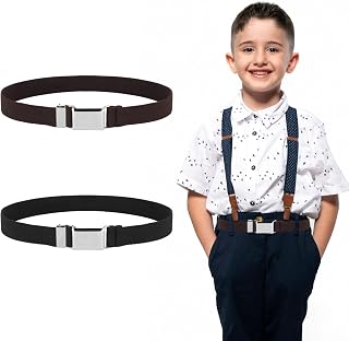 Kids Toddler Belt 2 Pack Elastic Magnetic Belt Adjustable Buckle Stretch Belts With Silver Square Buckle Toddler Belts For Boys 4t Easy Magnetic Buckle Toddler Belts For Boys Girls