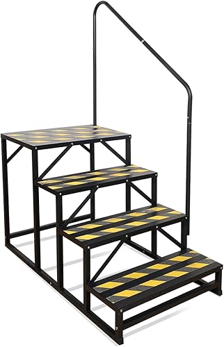 escaleras de 4 pasos para RV, escaleras para tina de hidromasaje, escalera de spa exterior con pasamanos, escalera portátil económica de 5 rueda