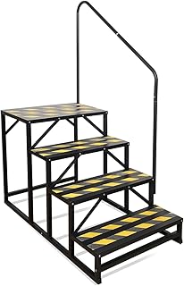 4 Step RV Stairs, Hot Tub Steps, Outdoor Spa Step Ladder with Handrail,Portable Economy