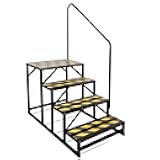 Kinchoix 4 Step RV Stairs, Hot Tub Steps, Outdoor Spa Step Ladder with Handrail,Portable Economy 5th Wheel Stair for Travel Trailer, Motor Home, Camper and Porch with Non-Skid Tapes