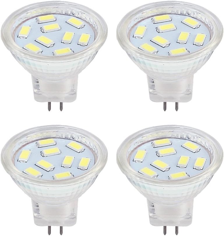 LED MR11 Light Bulbs 2W, 12V 20W Halogen Replacement, GU4 Bi-Pin Base, Daylight White 6000K (Pack of 4)