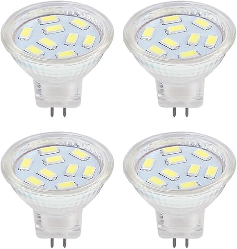 Bombillas LED MR11 de 2 W, reemplazo halógeno de 12 V 20 W, base GU4 de dos pines, luz blanca diurna 6000 K (paquete de 4)