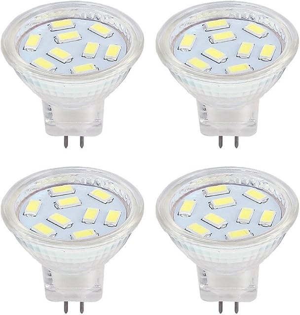 2W MR11 GU4 LED Bulb 12 Volt Cool White 6000K, 20W Halogen Replacement, MR11 G4/GU4.0 LED Spot Light for Home, Landscape, Recessed, Track Lighting (Pack of 4)