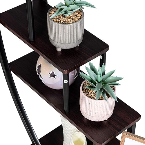 Miniatura 7 de GDLF - Soporte de metal para plantas de 5 niveles, con creativa forma de media luna, soporte en escalera para macetas para el hogar, patio, césped,