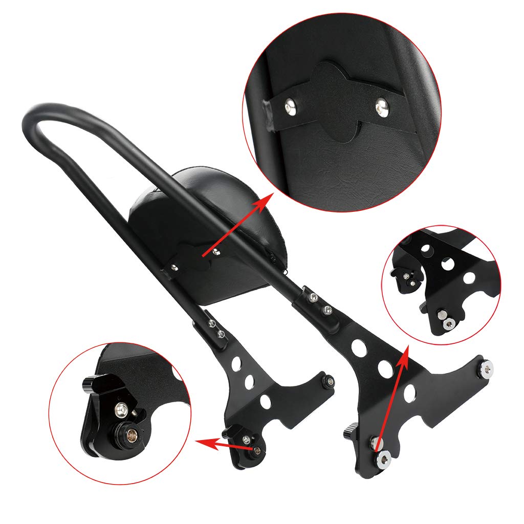 Dossier de Moto,PSLER Dossier de Passager,Sissy Bar pour Touring Road King Street Glide 2004-2023 et pour XL1200C XL1200S 1996-2000