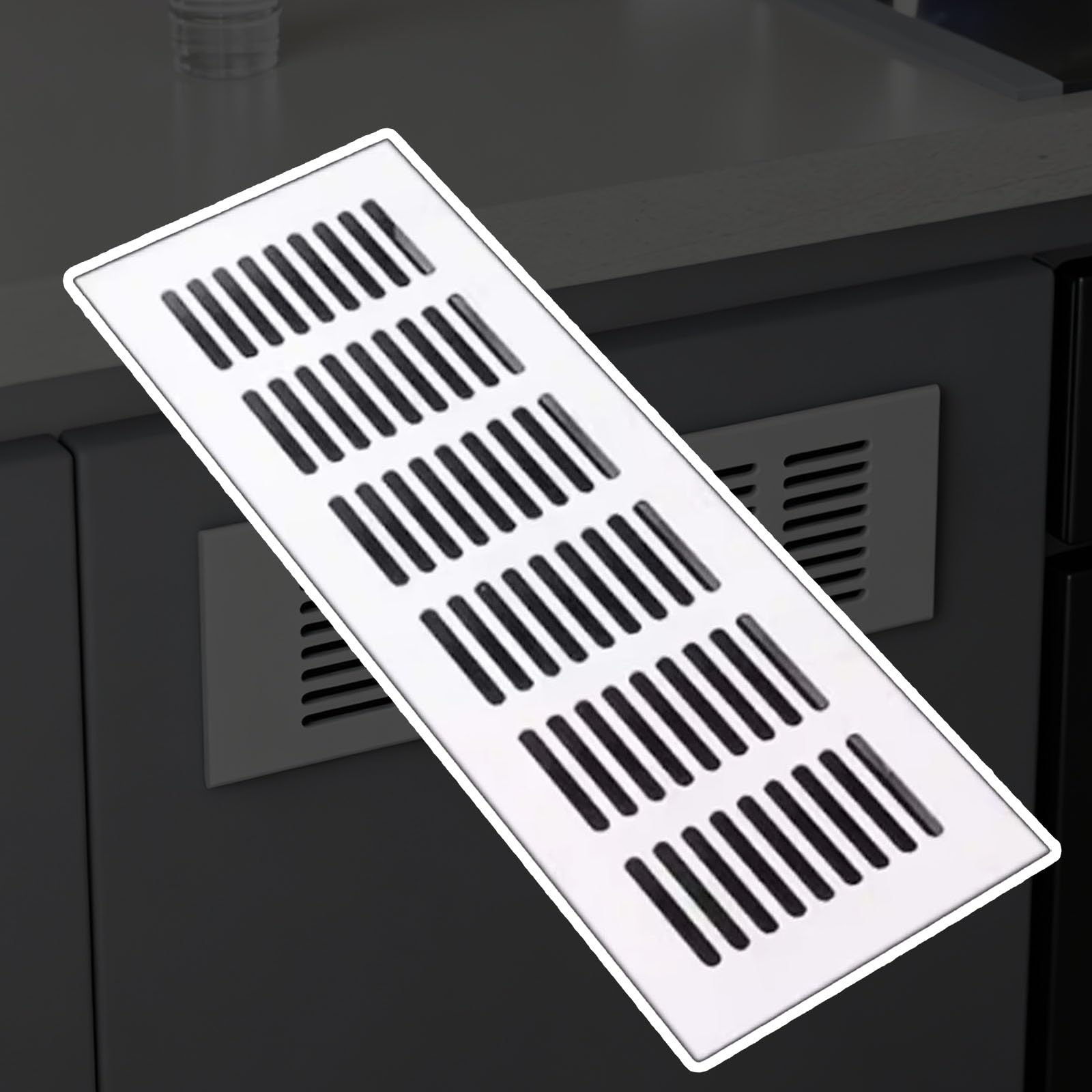 Tapa de ventilación, Rejilla de ventilación Blanca para Armario - Tapa de ventilación de Retorno de Aire de aleación de Aluminio con Tornillos de Montaje para armarios y Muebles - 35,5 cm de
