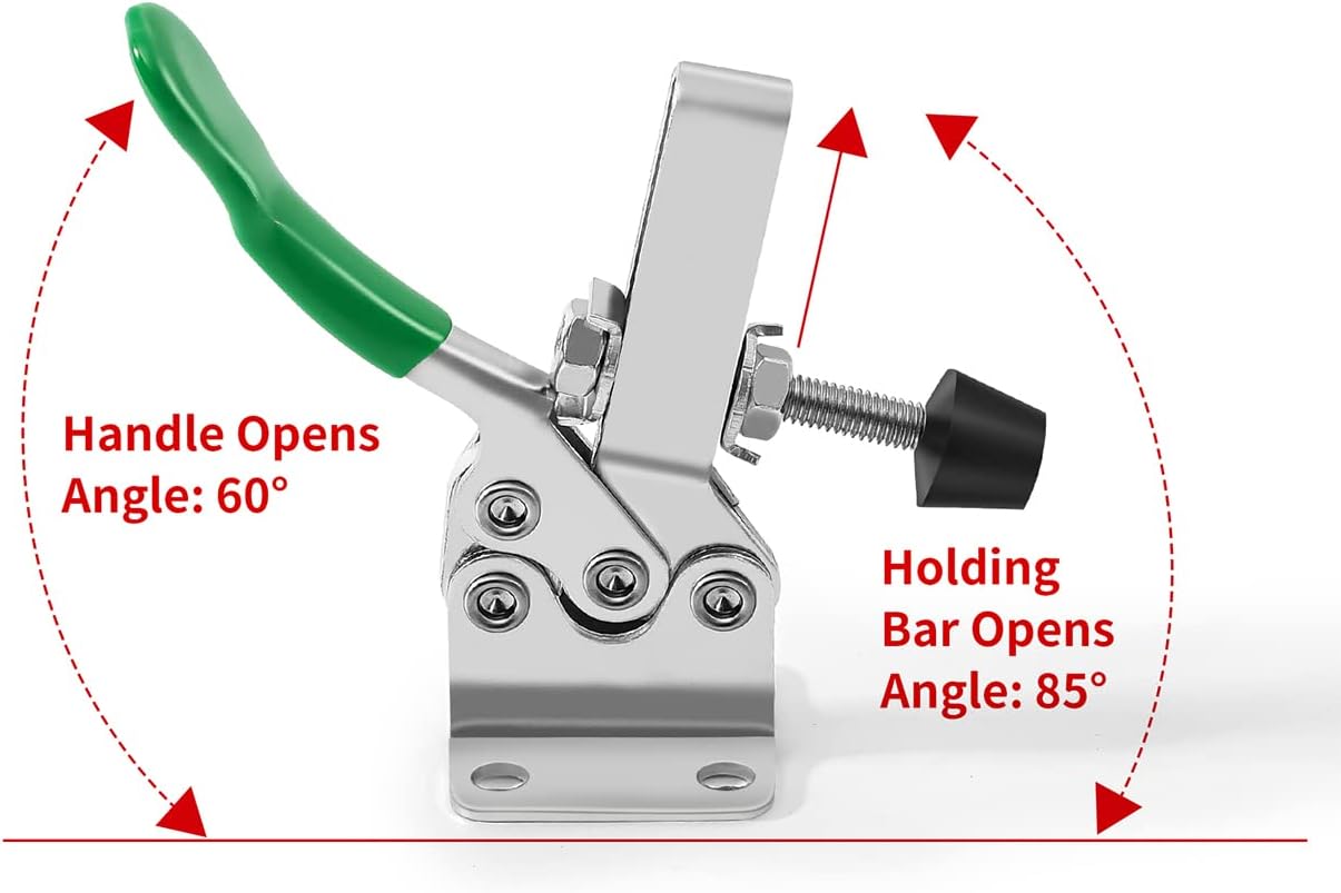 10 pack Hold Down Toggle Clamps Latch Antislip Red 201B Hand Tool 200Lbs Holding Capacity Antislip Horizontal Quick Release Heavy Duty Toggle Clamp Tool (201B 10pcs Green)