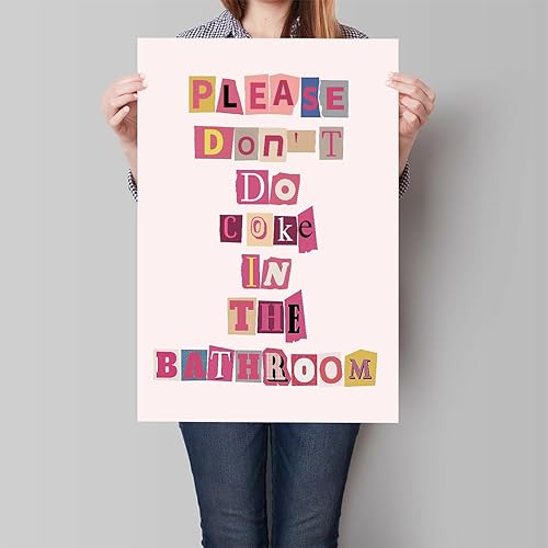 Miniatura 2 de Póster de citas de refranes de baño de moda, texto colorido con texto en inglés Please Dont Do Coke In The Bath, impresiones artísticas de pared de