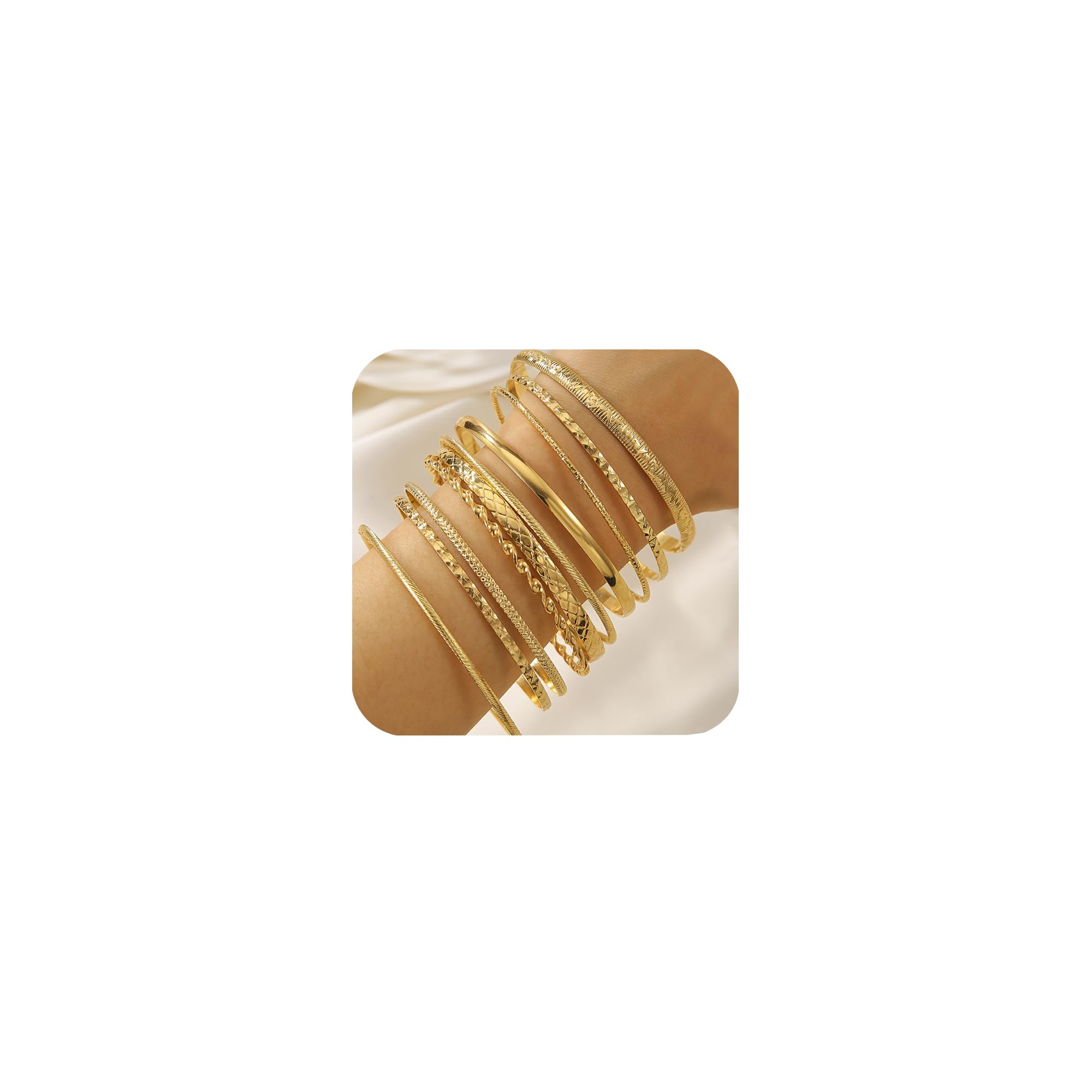 Uwiyo 10-12 stuks gouden armbanden voor dames, stapelbaar, boho-stijl, Indiase armbanden, sieraden voor vrouwen en meisjes, Eine Grösse, metaal, geen edelsteen
