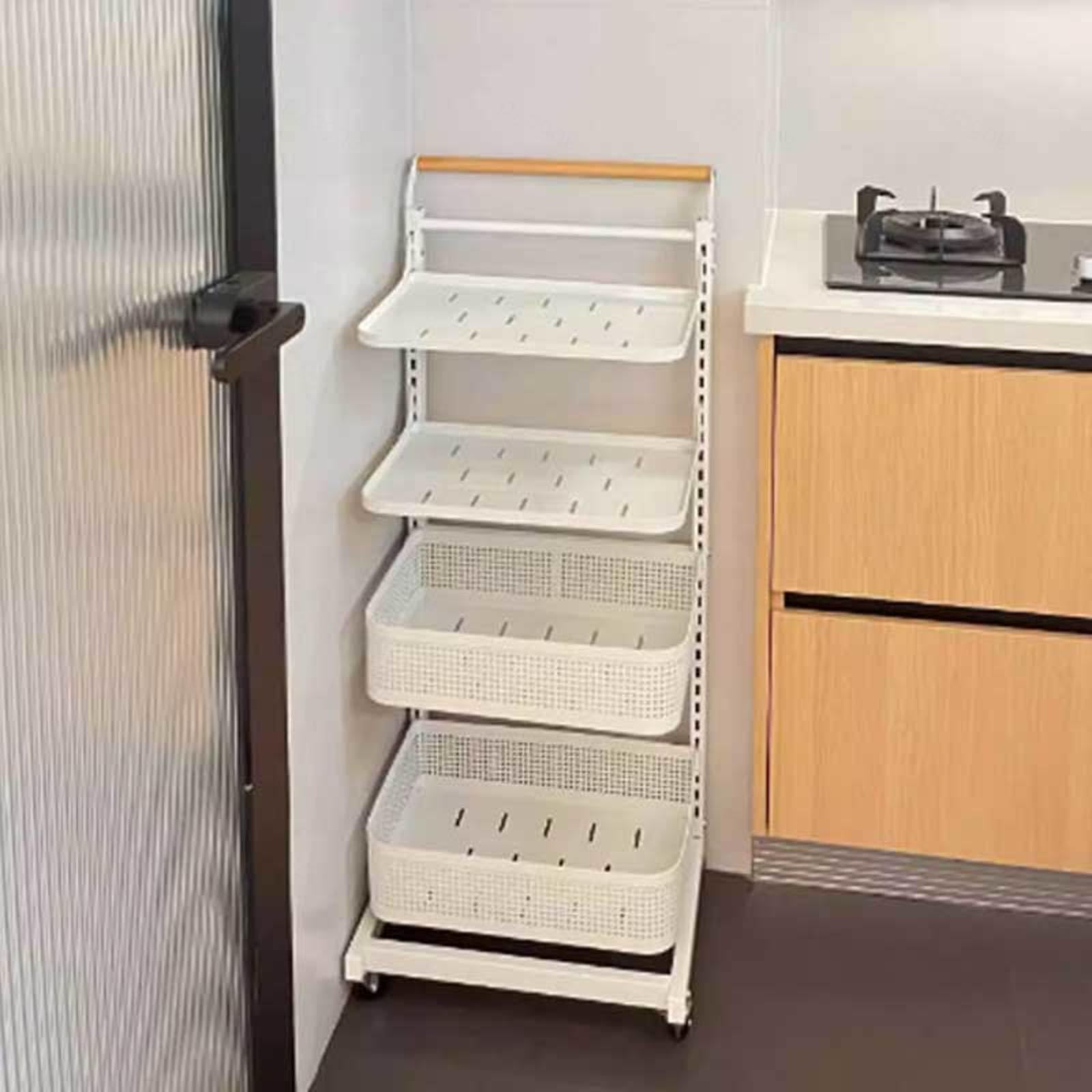 Biały stojak na półkę do kuchenki mikrofalowej z czarnym uchwytem na pokrywkę – oszczędność miejsca kuchenny stojak do przechowywania garnków na blat 3 x 3 design i stylowy stojak podłogowy.