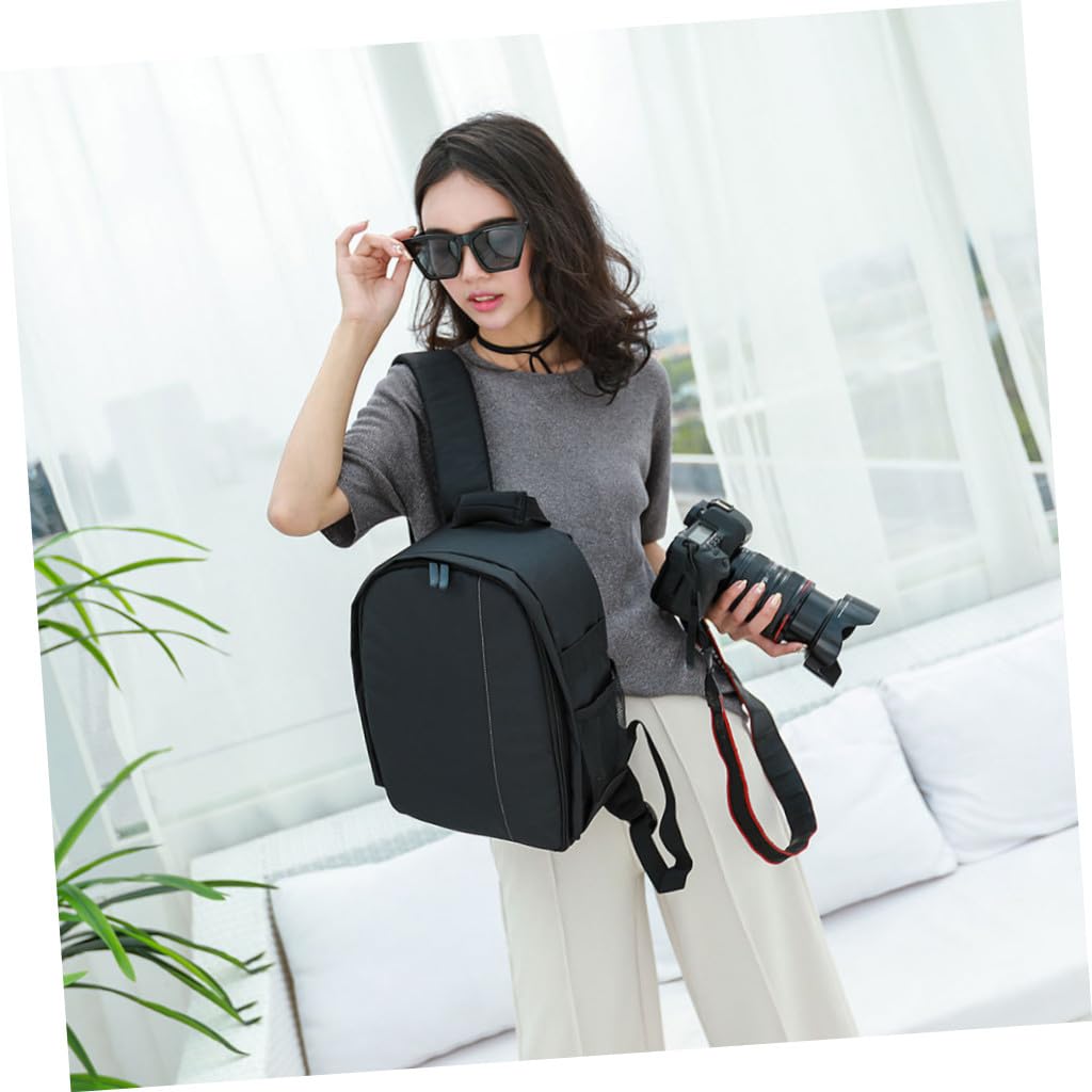 Kichvoe Zaino per Fotocamera in Nylon, Borsa da Viaggio Porta-fotocamera Tasche Interne e Supporto Treppiede, Custodia Protettiva per Dslr Adatta a Escursioni e Uso Quotidiano